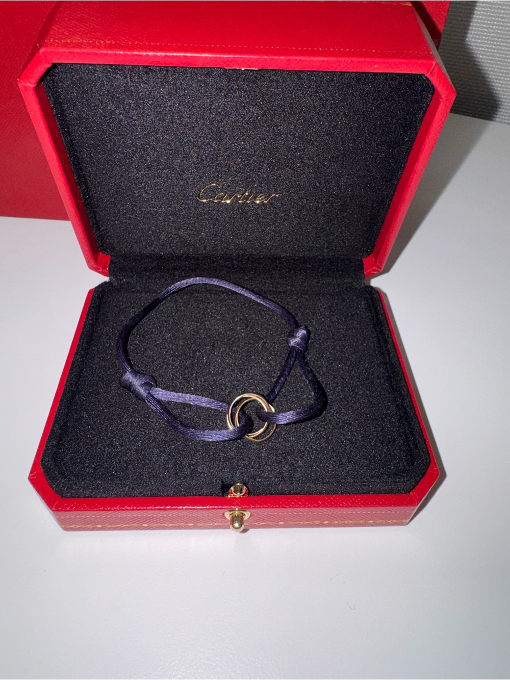 Full Set Cartier Trinity Silk Cord Bracelet (Navy Blue) - Picture 4 of 11